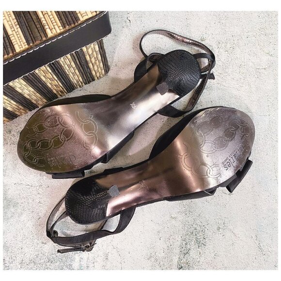 Charles by Charles David Black Satin Formal Heels w Rhinestones Women's Sz 7.5 - Picture 11 of 12